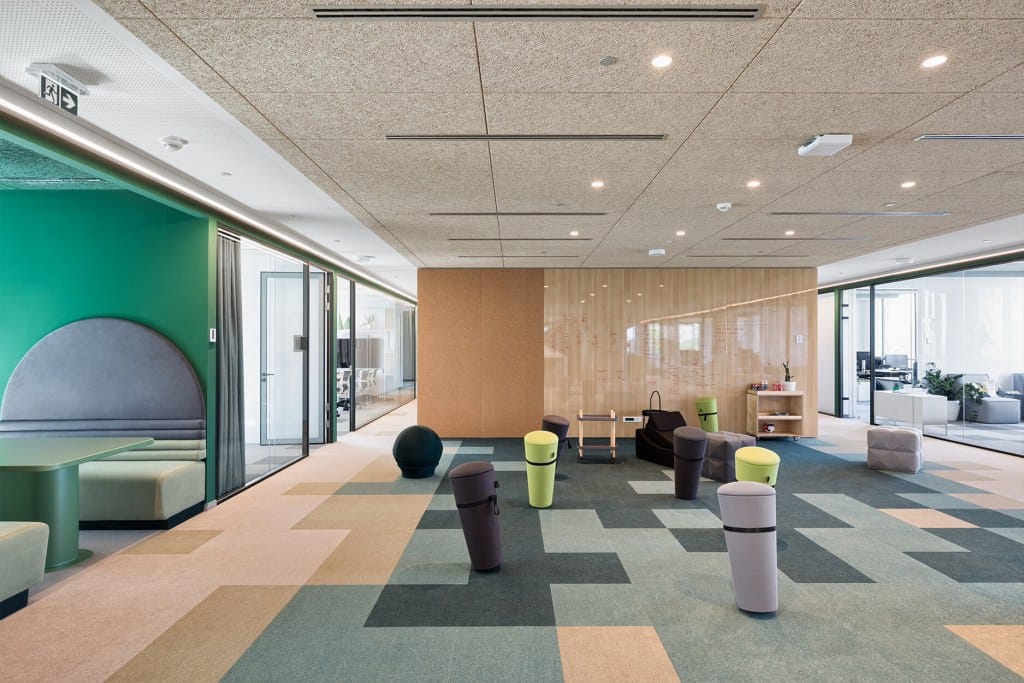 brainstorming zone located along office corridor Nordeus workspace