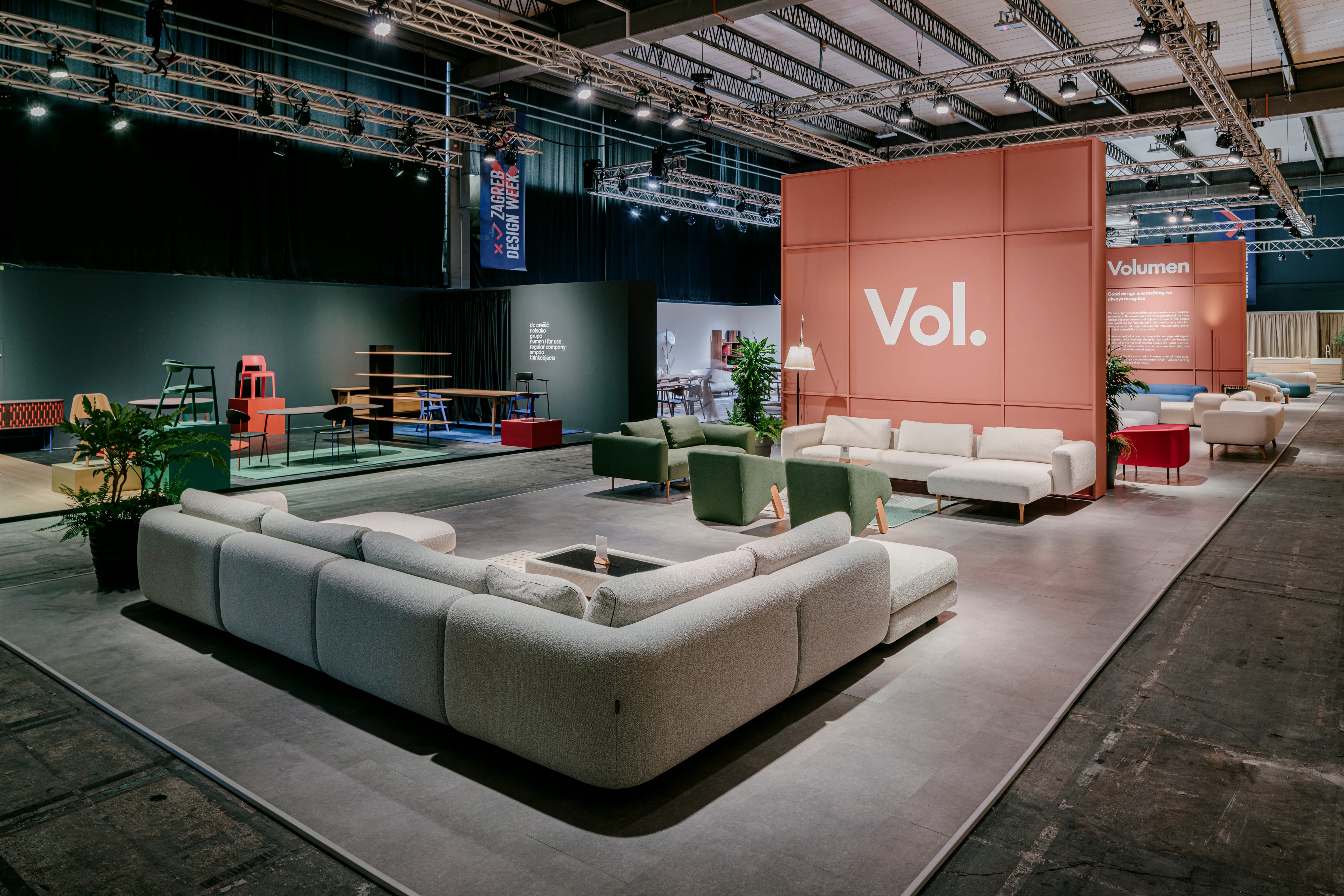 furniture display zone presenting Volumen sofas at Zagreb Design Week exhibition