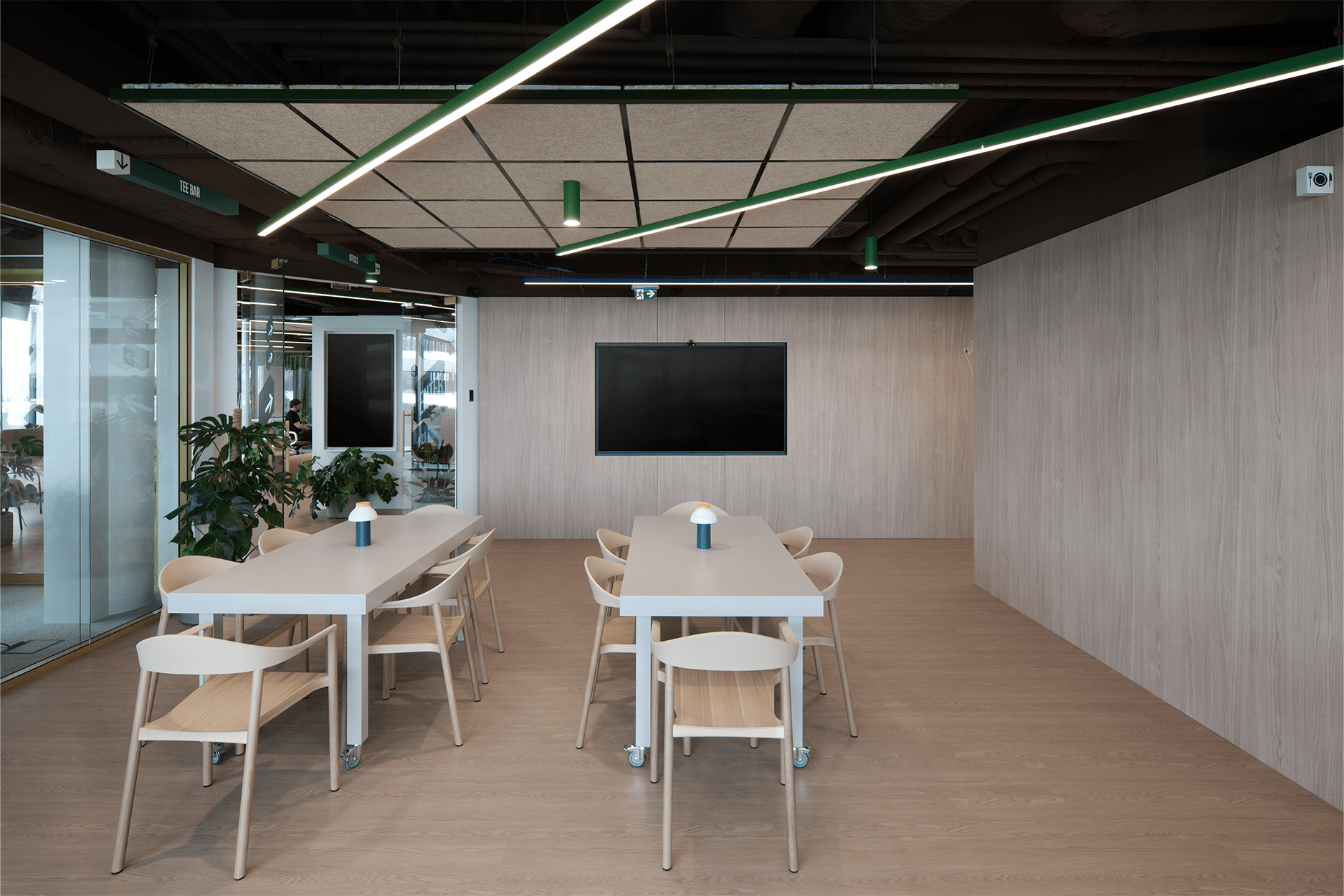 canteen transforming into auditorium Nordeus office interior