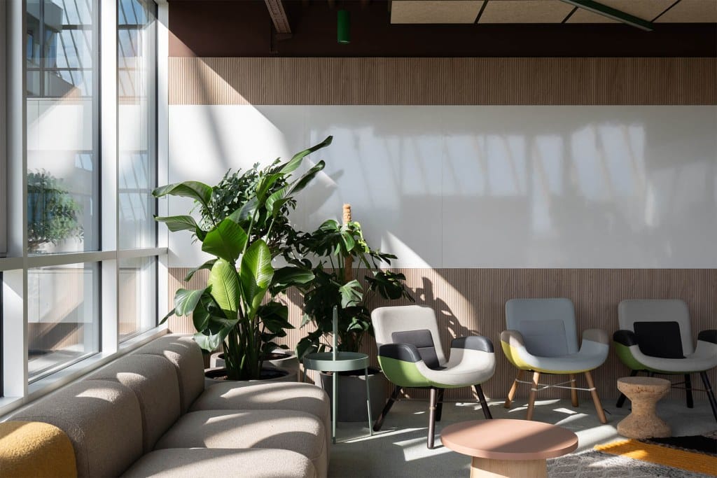 creative meeting space with plants and table Nordeus office interior