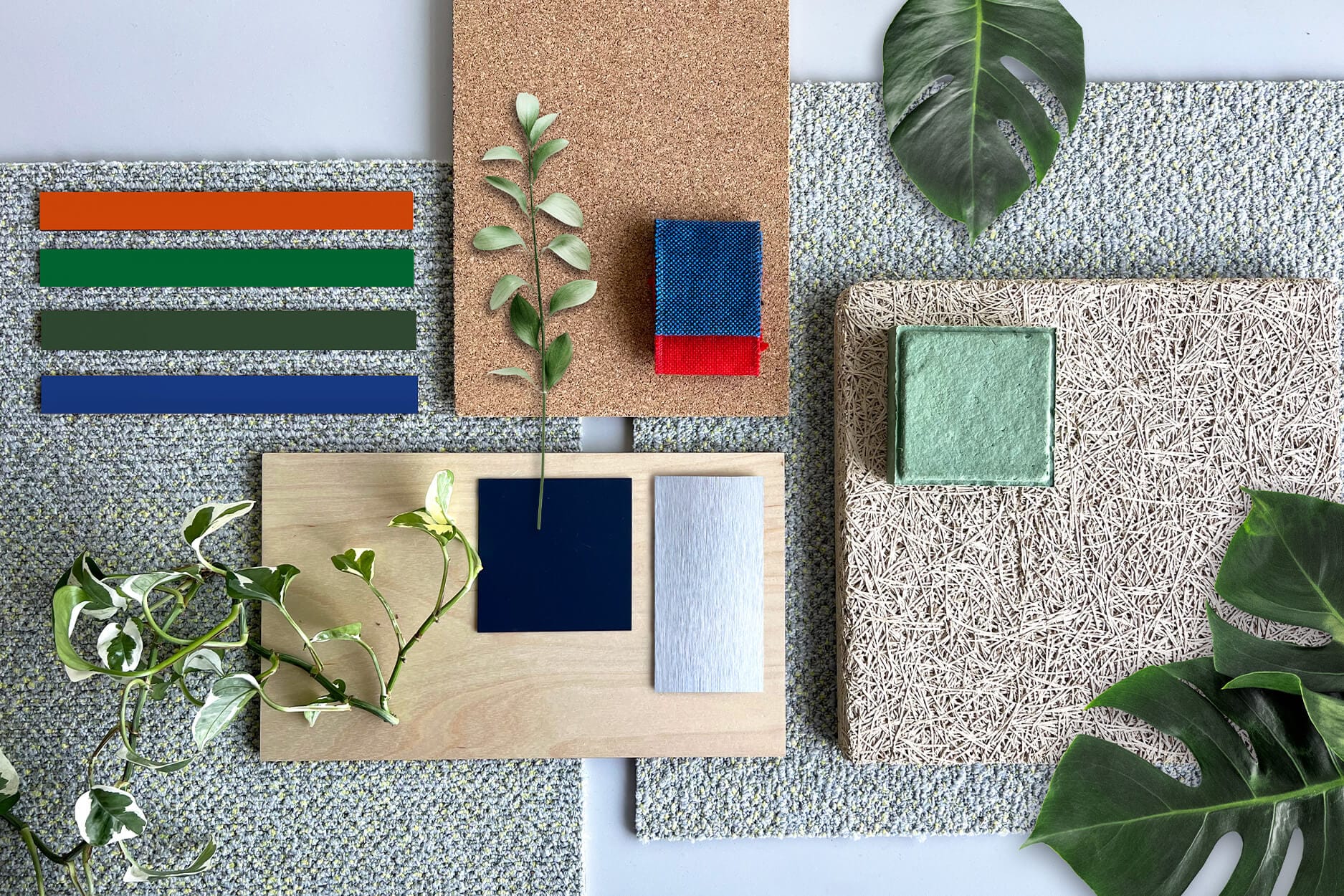 material palette for Nordeus office interior design project