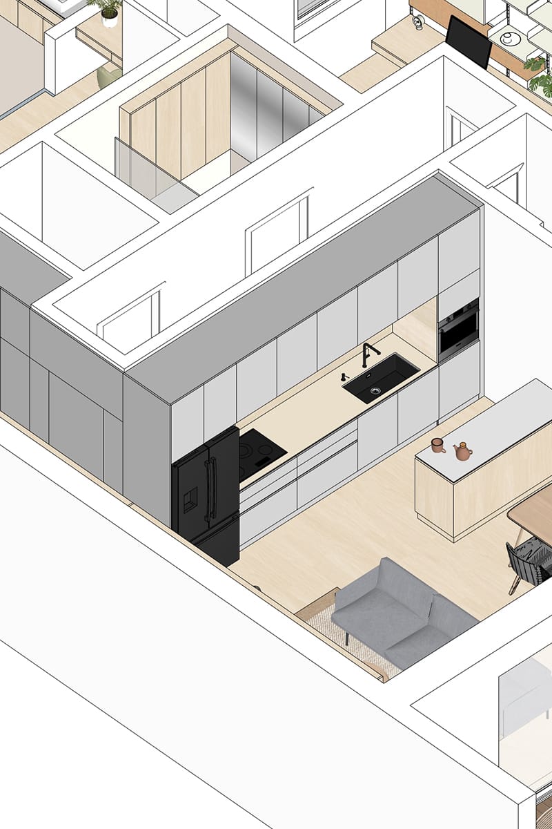 axonometric apartment layout diagram Flow apartment interior design